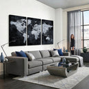 Black World Map Canvas Print – Detailed Map for Couples and