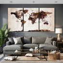 Blue Watercolor World Map Canvas Print – Framed Modern Wall