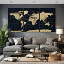 Dark World Map Canvas Wall Art Print, Minimal Black and Gold by MyGreatCanvas | Canvas Wall Art Prints | Photo Prints & Wall Decor