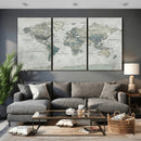 Neutral Vintage World Map Canvas Wall Art Print, Classic Map