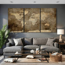 Dark Vintage World Map Canvas Wall Art Print, Antique Map