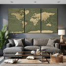 Large World Map Canvas Wall Art Print for Study Room Decor -