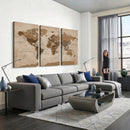 World Map Canvas Wall Art Print, Detailed Global Map Artwork