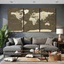 Vintage World Map Canvas Print – Framed Travel Map Wall Art