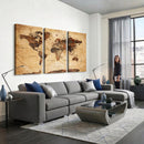 Modern Red and Gray World Map Canvas Print – Framed Wall Art