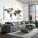 World Map Wall Art Canvas Print, Modern Decorative Framed
