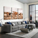 Texas Longhorn Cattle Wall Art Canvas Print, Sepia Western