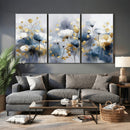 Large Abstract Flowers Wall Art Canvas Print – Gold and Blue by MyGreatCanvas | Canvas Wall Art Prints | Photo Prints & Wall Decor