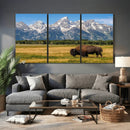 Bison in Mountain Landscape Wall Art Canvas Print – Western by MyGreatCanvas | Canvas Wall Art Prints | Photo Prints & Wall Decor