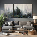 Misty Pine Forest Oil Painting Canvas — Dark Moody Teal Grey by MyGreatCanvas | Canvas Wall Art Prints | Photo Prints & Wall Decor