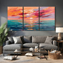 Bold Palette Knife Ocean Sunset Canvas — Orange Pink Teal by MyGreatCanvas | Canvas Wall Art Prints | Photo Prints & Wall Decor