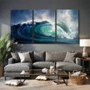 Ocean Wave Canvas Wall Art, Dramatic Teal Blue Seascape Oil by MyGreatCanvas | Canvas Wall Art Prints | Photo Prints & Wall Decor