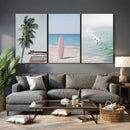 Surf Canvas Wall Art Set, Pink Surfboard VW Van Palm Tree by MyGreatCanvas | Canvas Wall Art Prints | Photo Prints & Wall Decor
