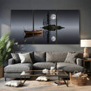 Moonlit Lake Canvas Wall Art, Dreamy Boat Heron Full Moon by MyGreatCanvas | Canvas Wall Art Prints | Photo Prints & Wall Decor