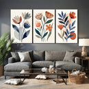 Watercolor Botanical Canvas Wall Art Set, Navy Terracotta by MyGreatCanvas | Canvas Wall Art Prints | Photo Prints & Wall Decor