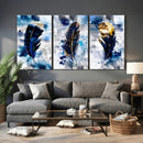 Feather Canvas Wall Art Navy Blue Gold Watercolor Abstract by MyGreatCanvas | Canvas Wall Art Prints | Photo Prints & Wall Decor