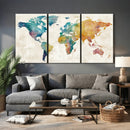Watercolor World Map Canvas Wall Art Print – Abstract by MyGreatCanvas | Canvas Wall Art Prints | Photo Prints & Wall Decor