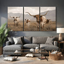 Rustic Texas Longhorn Cow Canvas Wall Art Print, Rustic Farm Animal Photography Print, Farmhouse Country Decor, Western Ranch Art