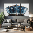 Blue Wooden Rowboat Canvas Wall Art, Coastal Nautical Boat Painting Print for Lake Beach House Decor, Minimalist Maritime Decor Artwork by MyGreatCanvas | Canvas Wall Art Prints | Photo Prints & Wall Decor