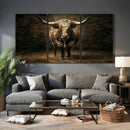 Texas Longhorn Bull Canvas Wall Art, Western Ranch Cattle Photography Print, Rustic Farmhouse Cowboy Decor Artwork by MyGreatCanvas | Canvas Wall Art Prints | Photo Prints & Wall Decor