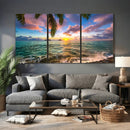 Hawaii Beach Sunset Canvas Wall Art Print, Tropical Ocean Landscape Artwork, Palm Tree Coastal Decor for Living Room Bedroom by MyGreatCanvas | Canvas Wall Art Prints | Photo Prints & Wall Decor