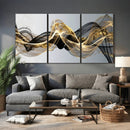 Black and Gold Abstract Wall Art, Modern Wave Canvas Print, Elegant Flowing Smoke Art, Luxury Living Room Decor by MyGreatCanvas | Canvas Wall Art Prints | Photo Prints & Wall Decor
