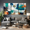 Blue Teal Abstract Canvas Wall Art, Modern Textured Painting Print, Navy Orange White Contemporary Art, Neutral Living Room Decor, Office Art by MyGreatCanvas | Canvas Wall Art Prints | Photo Prints & Wall Decor