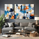 Blue Teal Abstract Canvas Wall Art, Modern Textured Painting Print, Navy Orange White Contemporary Art, Neutral Living Room Decor, Office Art by MyGreatCanvas | Canvas Wall Art Prints | Photo Prints & Wall Decor
