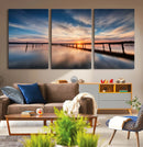 Wooden Pier on Seascape and Sunset Wall Art Canvas Print by MyGreatCanvas | Canvas Wall Art Prints | Photo Prints & Wall Decor