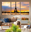 Paris Eiffel Tower Sunset Canvas Wall Art Print - Iconic