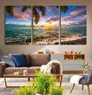 Framed Tropical Sunset Art Canvas Print