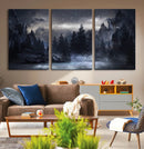 Night Landscape and Trees Wall Art Canvas Print