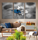 Blue Butterfly Black and White Canvas Wall Art by MyGreatCanvas | Canvas Wall Art Prints | Photo Prints & Wall Decor