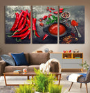 Red Chili Peppers Wall Art Kitchen Artwork Canvas Print