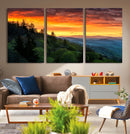Forest Landscape Wall Art Sunset Canvas, Forest Sunset