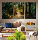 Sunlit Forest Pathway Canvas Print | 3 Panel Large Nature by MyGreatCanvas | Canvas Wall Art Prints | Photo Prints & Wall Decor