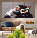 Dj Monkey Listening to Music Wall Art Print | Banksy Monkey by MyGreatCanvas | Canvas Wall Art Prints | Photo Prints & Wall Decor