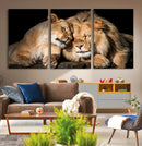 Lion and Lioness Wall Art Canvas Print – Framed African
