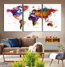World Map Canvas Print – Detailed Map of the World Wall Art