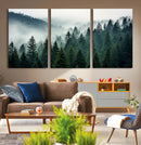 Captivating Misty Forest Wall Art Premium Canvas Print,