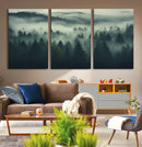 Misty Forest Wall Art Premium Canvas Print a Foggy and