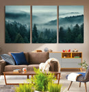 Captivating Misty Foggy Forest Wall Art Premium Canvas Print