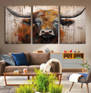 Scottish Highland Cow Cattle Art Print on Wood Style by MyGreatCanvas | Canvas Wall Art Prints | Photo Prints & Wall Decor