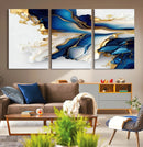 Gold Marble Art - Abstract Geode Gold And Blue Marble Shape by MyGreatCanvas | Canvas Wall Art Prints | Photo Prints & Wall Decor