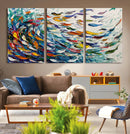 Modern Abstract Fish Shoal Wall Art Canvas Print, Colorful by MyGreatCanvas | Canvas Wall Art Prints | Photo Prints & Wall Decor