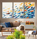 Abstract Fish Shoal Wall Art Canvas Print, Colorful Fish