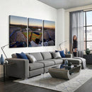 Dodger Stadium Sunset Game Triple Canvas Wall Art - Los