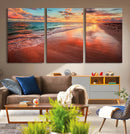 Sunset Beach Wall Art | Ocean Canvas Print | Coastal Wall