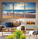 Serene Ocean Sunset Canvas Wall Art - Beach Waves at Sunset,
