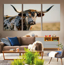Texas Bull Longhorn Wall Art Canvas Print for Farm House